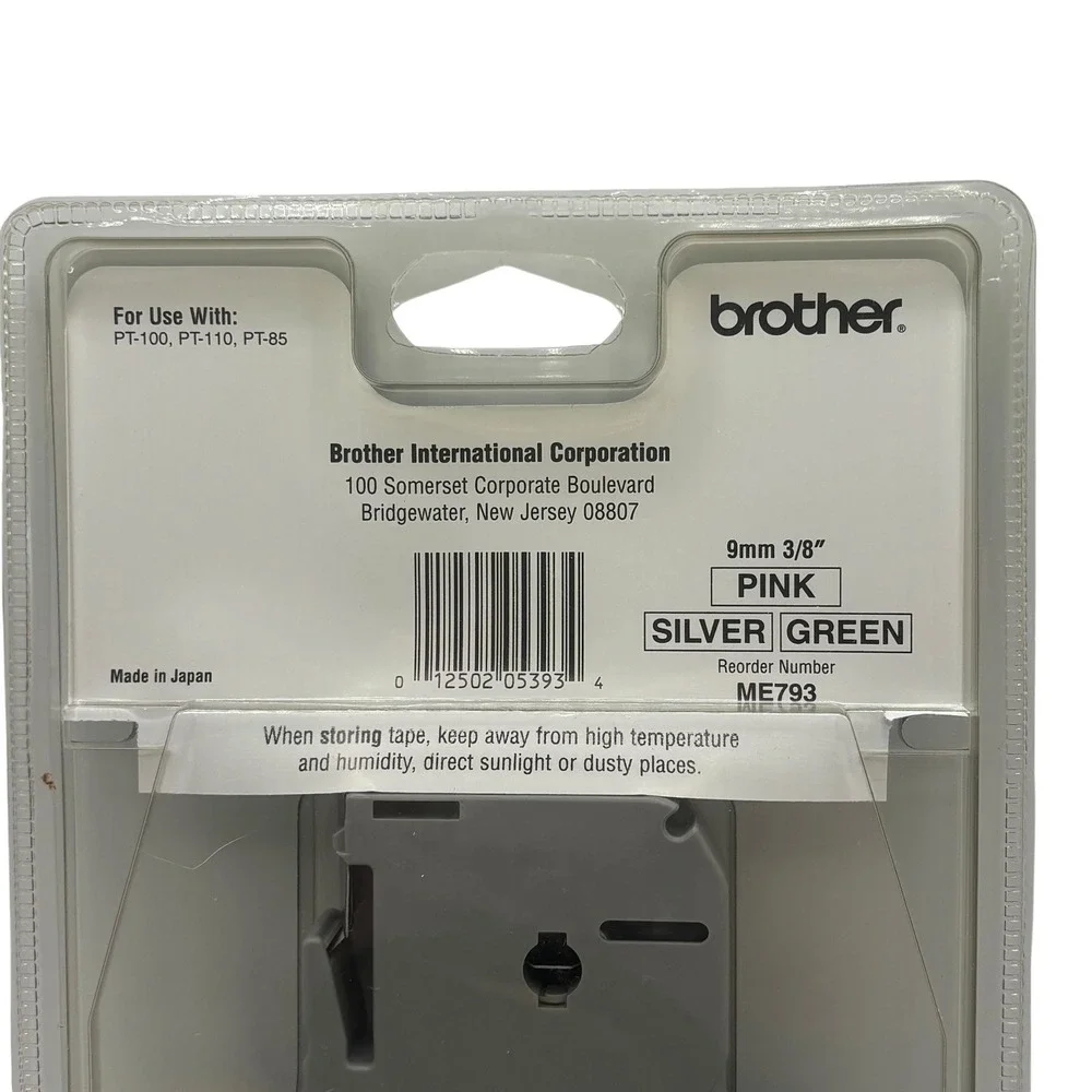 Brother P-Touch M Tape 3 pk 9mm 3/8 Pink‎ Green Silver ME793 PT-100 PT-110 PT-85